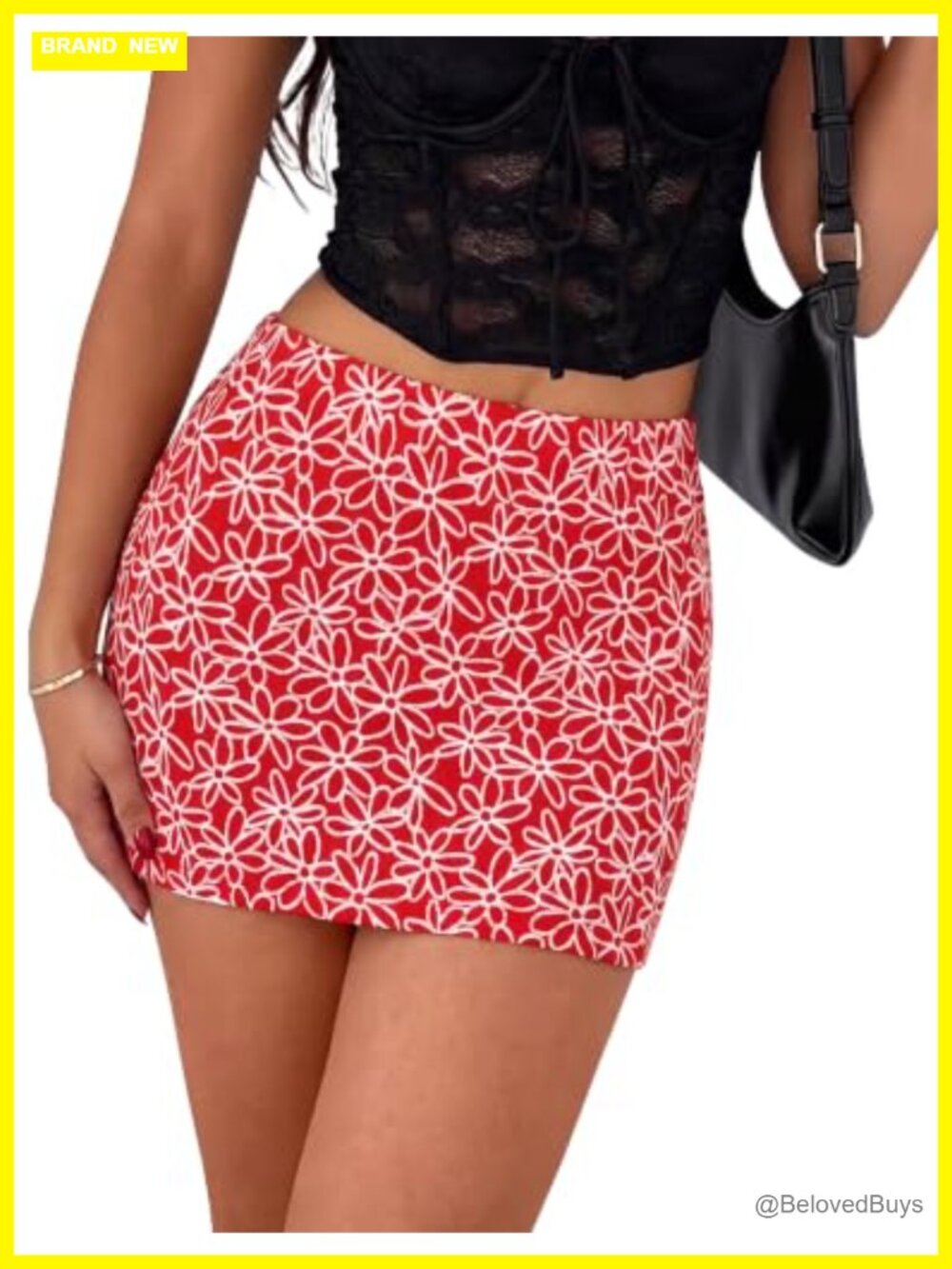Mini Skirt with Built-In Shorts High Waisted Bodycon Pencil